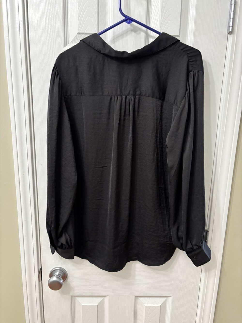 Banana Republic Black Long-Sleeve V-Neck Collared Blouse Women’s Size XL - Picture 6 of 8